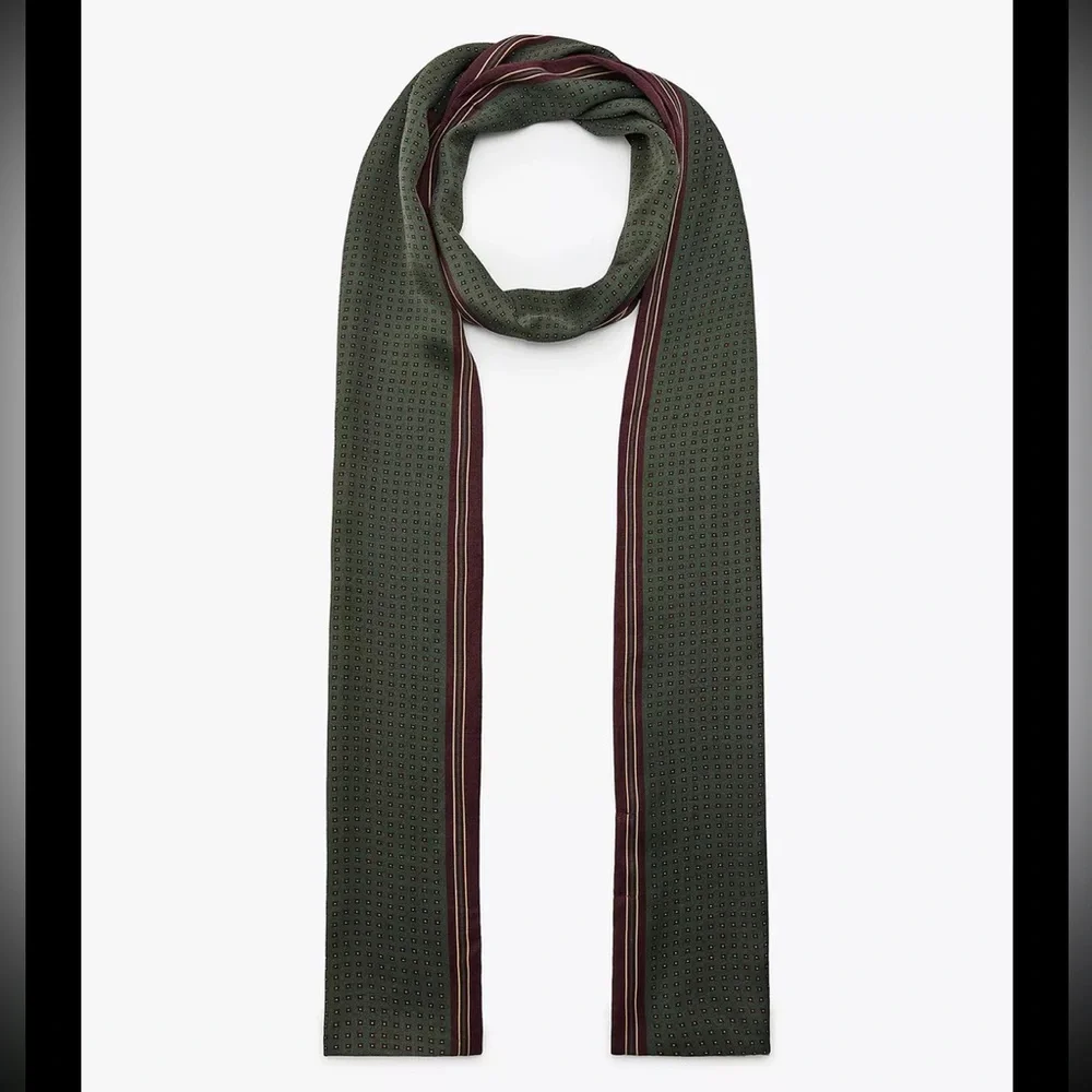 Zara satin printed scarf, 100% viscose, 8”x 80”